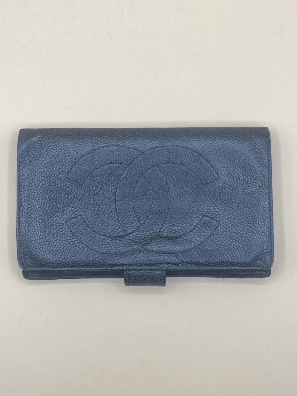 Chanel Timeless CC Long Bifold Wallet Black Caviar Leather Serial Sticker Snap T